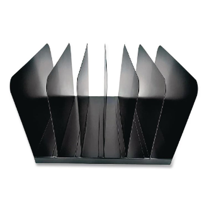 Steel Vertical File Organizer, 6 Sections, Letter Size Files, 11 x 12 x 8, Black