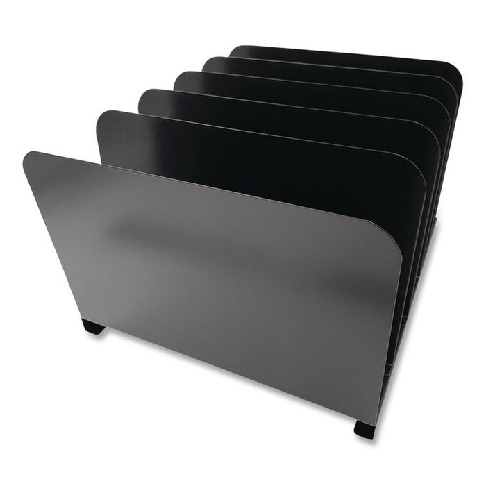 Steel Vertical File Organizer, 5 Sections, Letter Size Files, 11 x 12.5 x 7.75, Black
