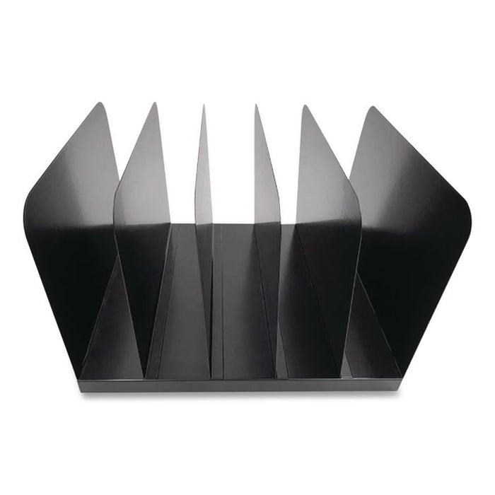 Steel Vertical File Organizer, 5 Sections, Letter Size Files, 11 x 12.5 x 7.75, Black