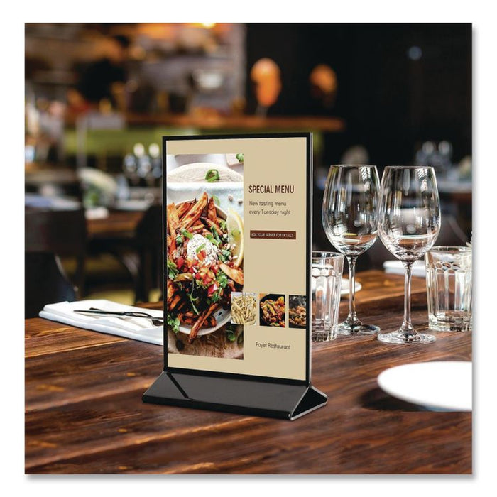Tabletop Sign and Menu Holder, 8.5 x 11 Insert, Clear with Black Frame
