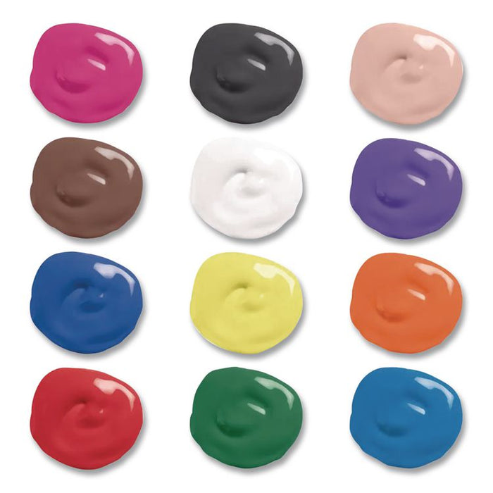 Washable Paint, 12 Assorted Colors, 16 oz Dispenser-Cap Bottle, 12/Pack