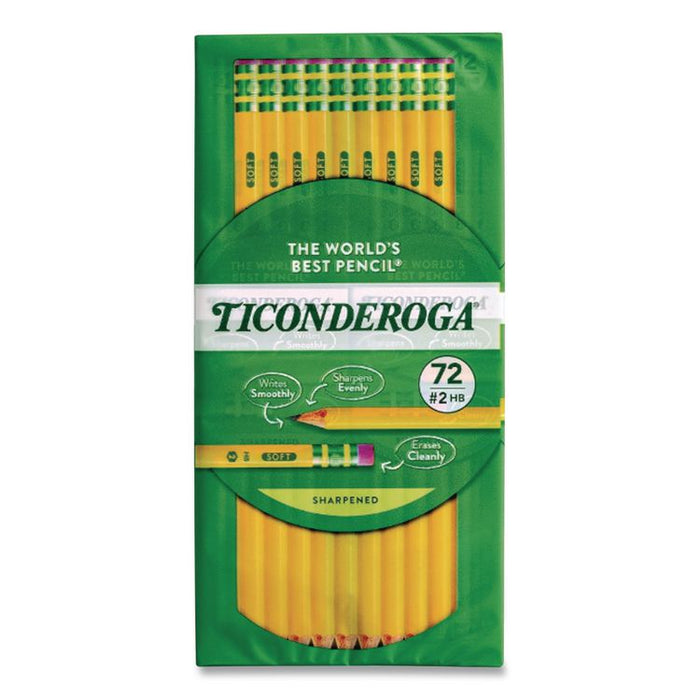 Pre-Sharpened Pencil, HB (#2), Black Lead, Yellow Barrel, 72/Pack
