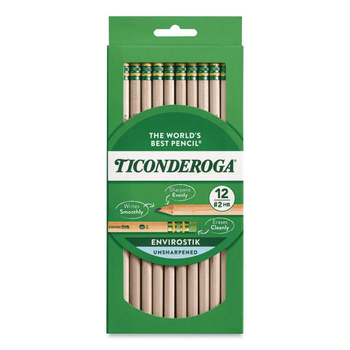 EnviroStiks Pencil, HB (#2), Black Lead, Natural Woodgrain Barrel, Dozen