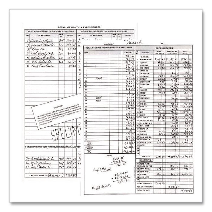 Simplified Weekly Bookkeeping Record, 4 Column Format, Brown Cover, 11 x 8.5 Sheets, 128 Sheets/Book