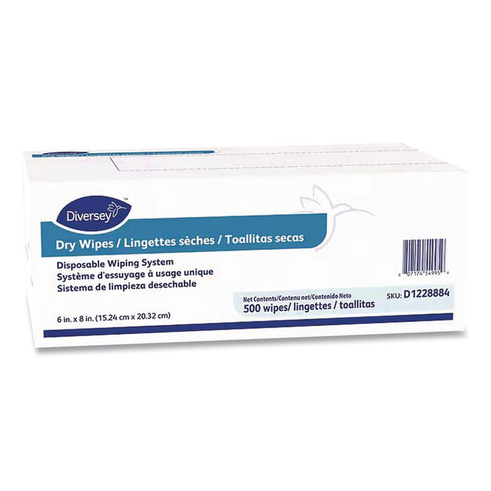Dry Wipe Disposable Wiping System, 1-Ply, 6 x 8, Unscented, White, 500/Box, 4 Boxes/Carton