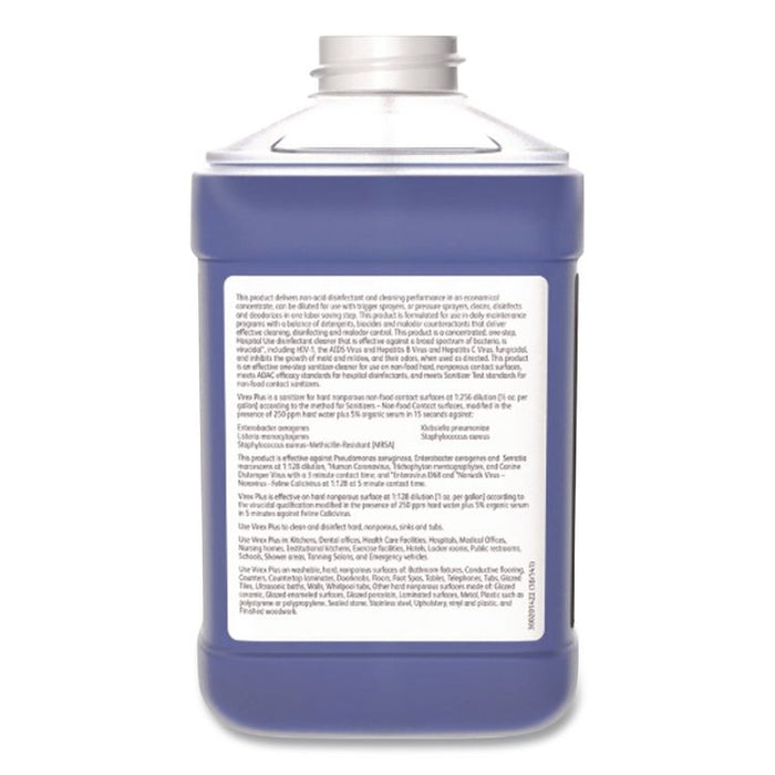 Virex Plus One-Step Disinfectant Cleaner, Unscented, 2.5 L Bottle, 2/Carton