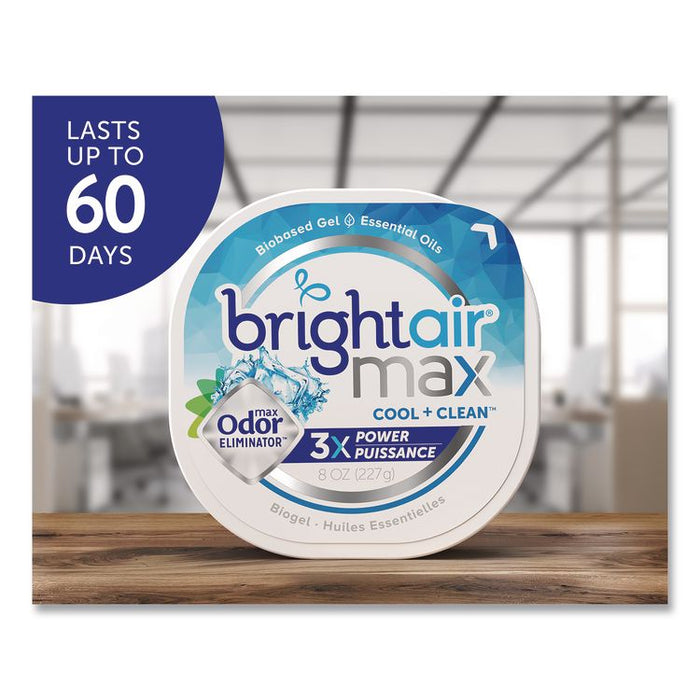 Max Odor Eliminator Air Freshener, Cool and Clean, Gel Beads, 10 oz Jar, 6/Carton