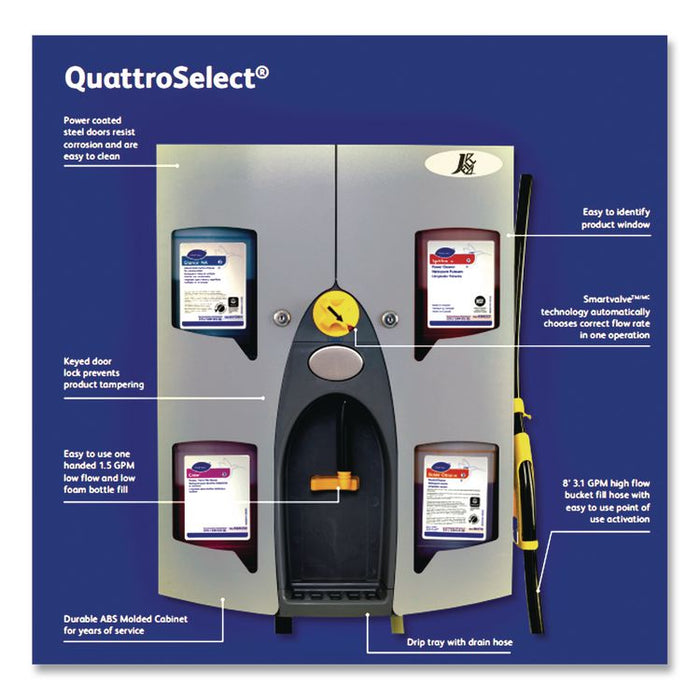 J-Fill QuattroSelect Dispensing System, Four Dispenser, Air Gap, 2.5 L, 18.5 x 7.5 x 24.25, Stainless Steel
