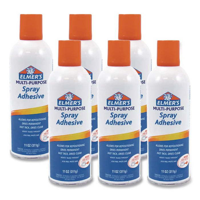 Multi-Purpose Spray Adhesive, 11 oz, Dries Clear, 6/Carton