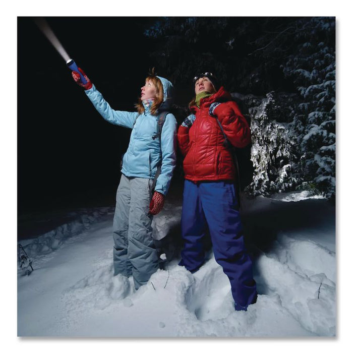 LED Economy Flashlight, 2 D Batteries (Included), Red/Blue, 2/Pack