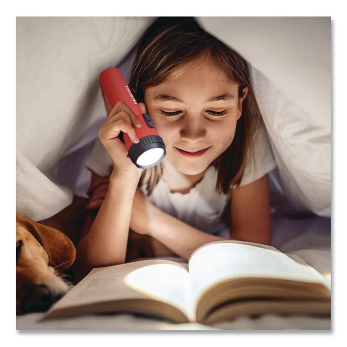 LED Economy Flashlight, 2 D Batteries (Included), Red/Blue, 2/Pack