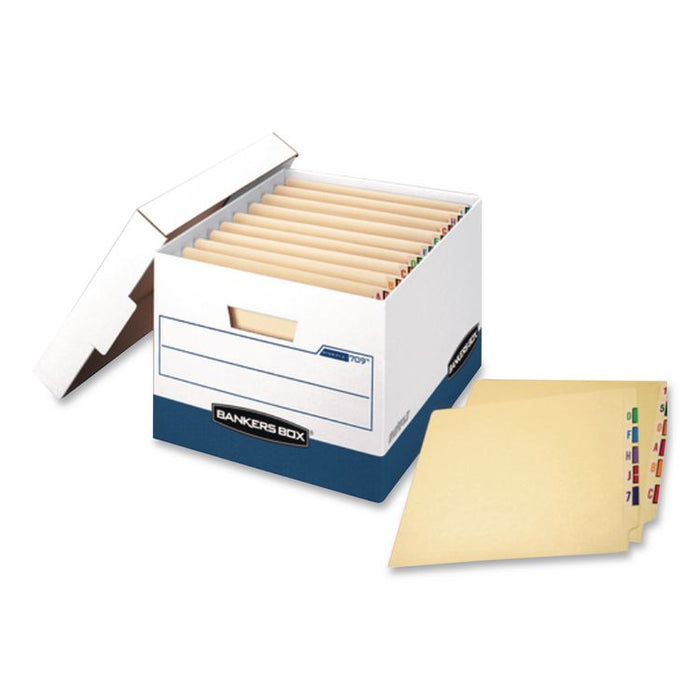 STOR/FILE END TAB Storage Boxes, Letter/Legal Files, White/Blue, 12/Carton