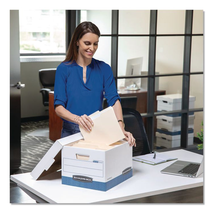 STOR/FILE END TAB Storage Boxes, Letter/Legal Files, White/Blue, 12/Carton