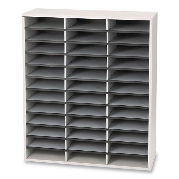 Literature Organizer, 36 Letter Compartments, 29 x 11.88 x 34.69, Dove Gray