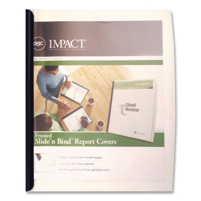Slide 'n Bind Report Cover, Swing Clip, 8.5 x 11, Frosted/Clear, 10/Pack