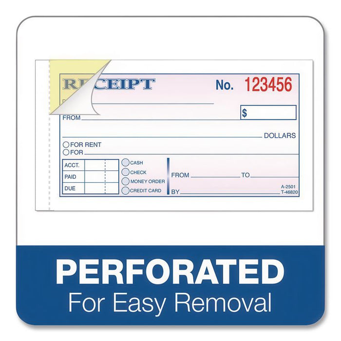 Money and Rent Receipt Books, Two-Part Carbonless, 4.78 x 2.75, 50 Forms Total