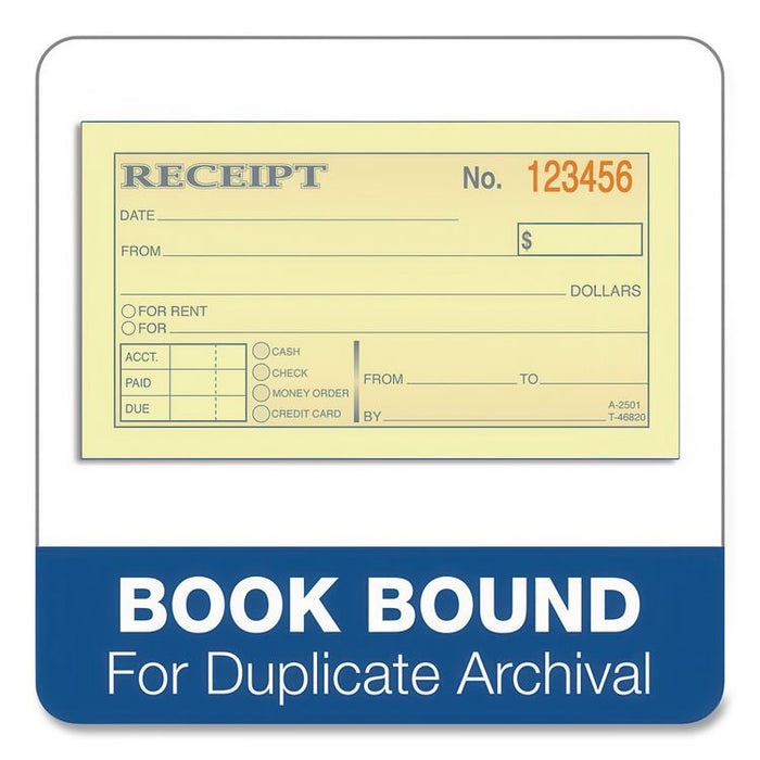 Money and Rent Receipt Books, Two-Part Carbonless, 4.78 x 2.75, 50 Forms Total