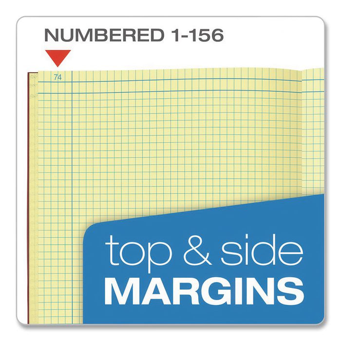 Computation Notebook, Quadrille Rule (4 sq/in), Red Cover, (75) 11.75 x 9.5 Sheets
