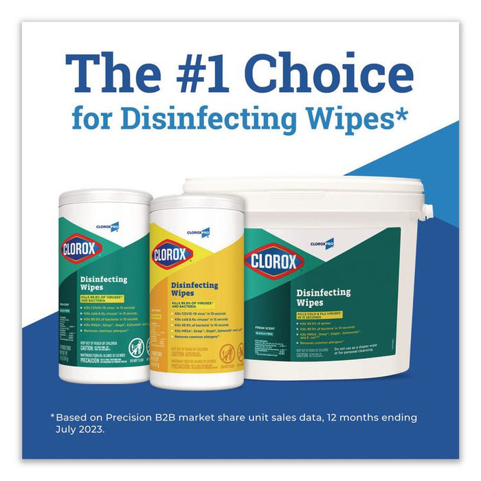 CloroxPro Disinfecting Wipes, 1-Ply, 7 x 8, Fresh Scent, White, 700/Bucket