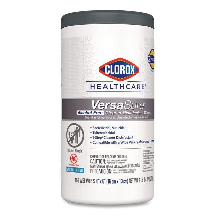 VersaSure Cleaner Disinfectant Wipes, 1-Ply, 6 x 5, Fragranced, White, 150/Canister, 6 Canisters/Carton