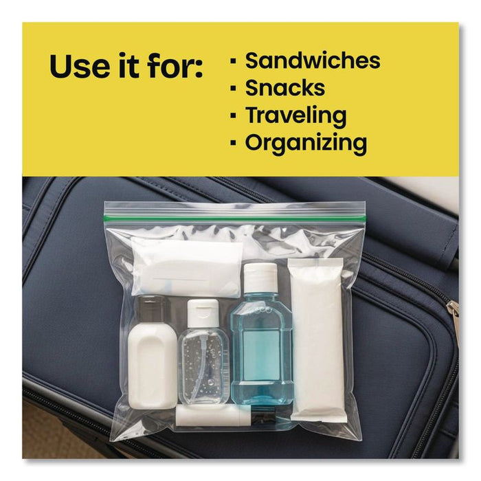 Zipper Food Storage Plastic Sandwich Bags, 6.63 x 5.88, Clear, 50 Bags/Box