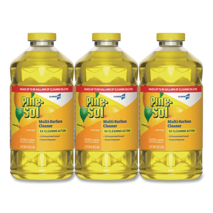 CloroxPro Multi-Surface Cleaner Concentrated, Lemon Fresh Scent, 80 oz Bottle, 3/Carton