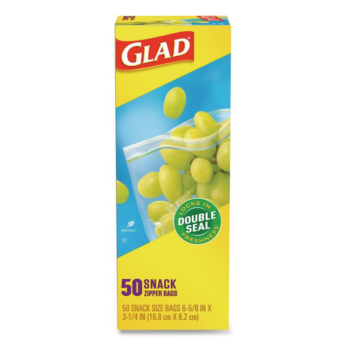 Zipper Food Storage Plastic Bags, Snack Size, 3.25 x 6.63 x 9.31, Clear, 50 Bags/Box, 12 Boxes/Carton