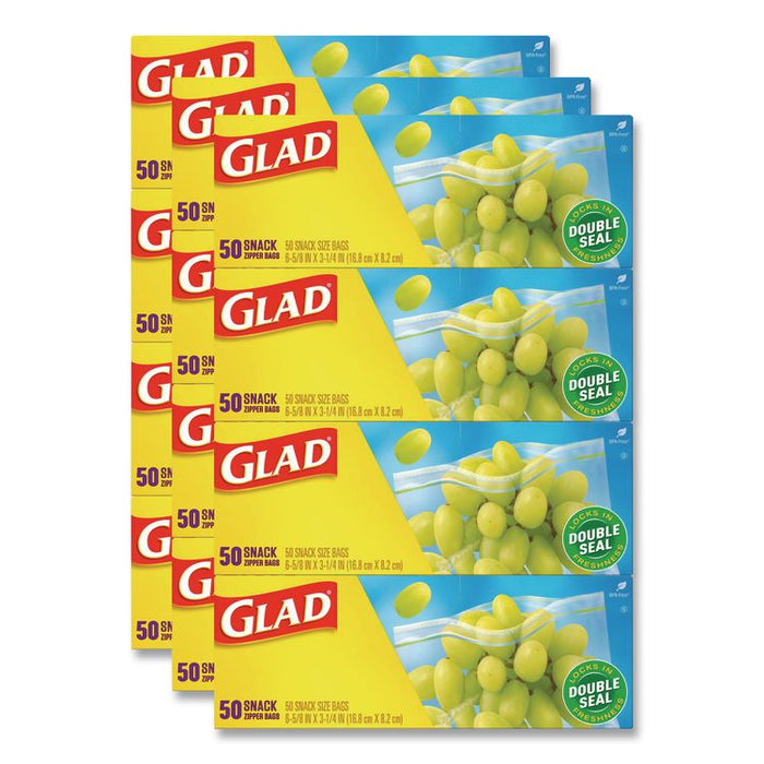 Zipper Food Storage Plastic Bags, Snack Size, 3.25 x 6.63 x 9.31, Clear, 50 Bags/Box, 12 Boxes/Carton