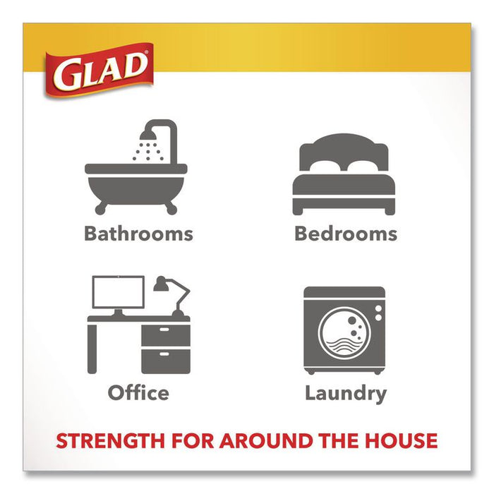 OdorShield Quick-Tie Small Trash Bags, Tie-Flap, 4 gal, Febreze Fresh Clean Scent, 8 x 18, White, 26 Bags/Box, 6 Boxes/Carton