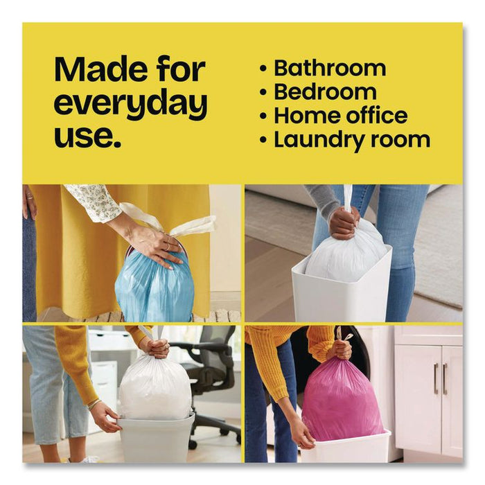 Medium Drawstring Trash Bags with Clorox, 8 gal, Lemon Fresh Bleach Scent, 0.74 mil, 23" x 21.63", Gray, 26/Box