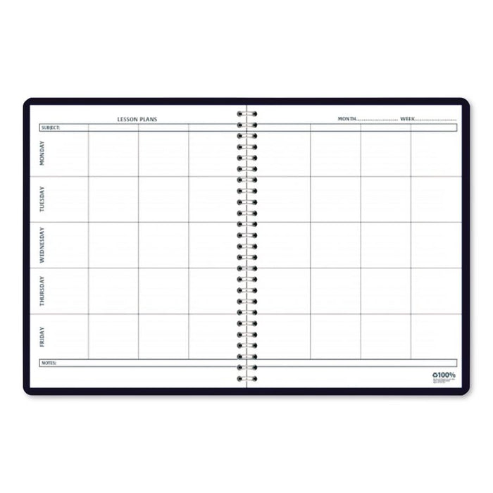 Recycled Lesson Plan Book, Weekly, 8 Classes, Blue Cover, 11 x 8.5 Sheets, 41-Week Span