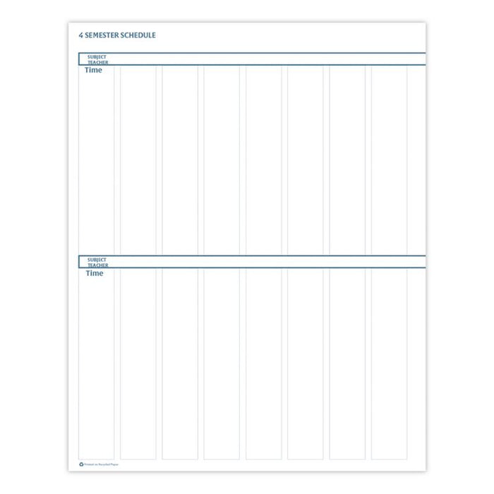 Recycled Lesson Plan Book, Weekly, 8 Classes, Blue Cover, 11 x 8.5 Sheets, 41-Week Span
