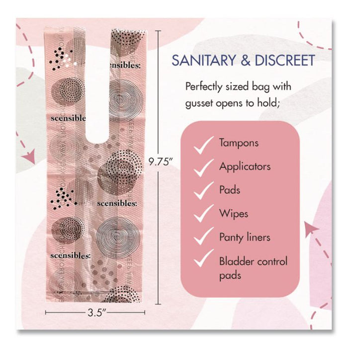 Scensibles Personal Disposal Bags, 3.38" x 2" x 9.75", Pink, 50 Bags/Box, 24 Boxes/Carton