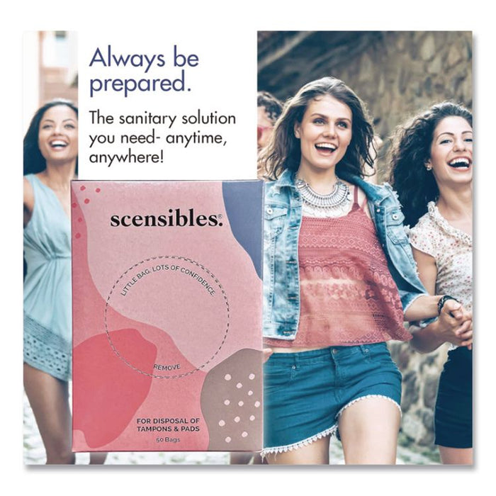 Scensibles Personal Disposal Bags, 3.38" x 2" x 9.75", Pink, 50 Bags/Box, 24 Boxes/Carton