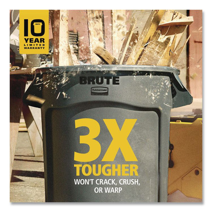 Vented Round BRUTE Container, 20 gal, Resin, Dark Green