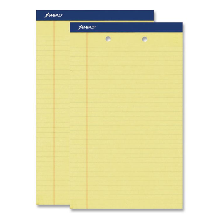 Perforated Writing Pads, Wide/Legal Rule, (50) Canary Yellow 8.5 x 14 Sheets, Dozen