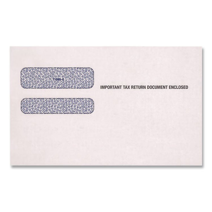 Double-Window 1095 B and C Tax Form Envelopes, Commercial Flap, Gummed Closure, 5.63 x 9, White, 100/Pack