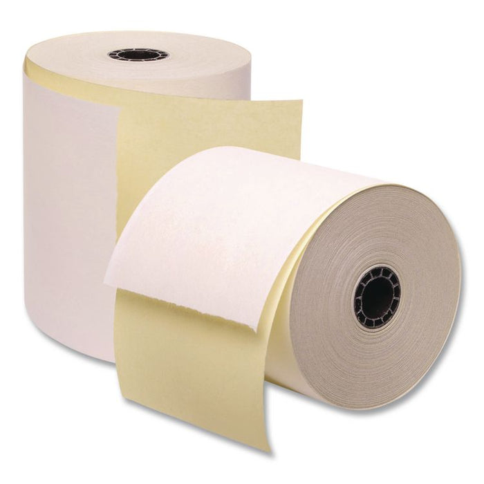 Impact Printing Carbonless Paper Rolls, 2.75" x 90 ft, White/Canary, 50/Carton