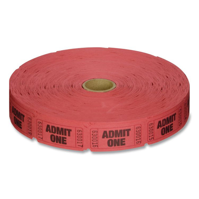 Admit-One Ticket Multi-Pack, 2 Red, 1 Blue, 1 White, 2,000/Roll, 4 Rolls/Pack