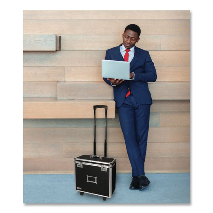 Locking Mobile Rolling Business Case, Fits Devices Up to 16", Aluminum/Chrome/Fiberboard, 10 x 16 x 15, Black