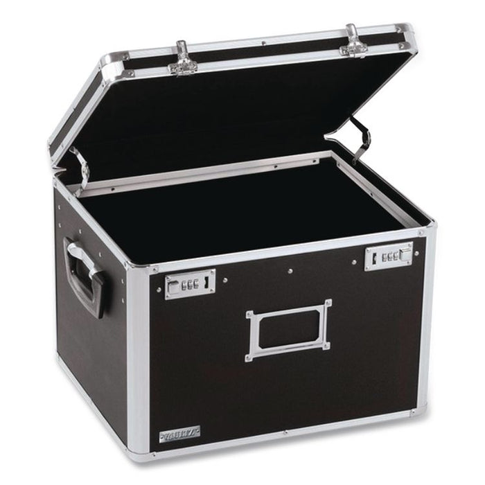 Locking File Chest with Adjustable File Rails, Letter/Legal Files, 17.5" x 14" x 12.5", Black