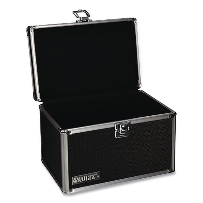 Vaultz Locking Index Card File with Flip Top, Holds 350 3 x 5 Cards, 6 x 4 x 4.25, Black