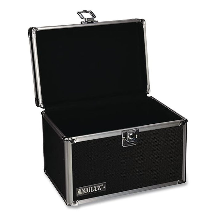Vaultz Locking Index Card File with Flip Top, Holds 450 4 x 6 Cards, 7 x 5 x 5, Black