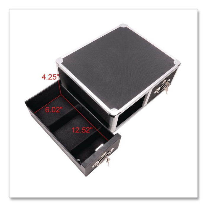 Vaultz Locking Two-Drawer Index Card Box, Holds 3,000 4 x 6 Cards, 17.5 x 14 x 6.5, Black