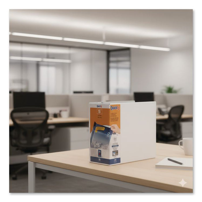 QuickFit D-Ring View Binder, 3 Rings, 5" Capacity, 11 x 8.5, White