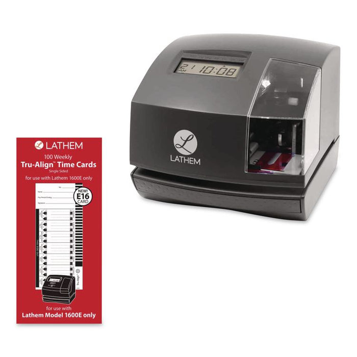 Time Clock Cards for Lathem Time 1600E, One Side, 4 x 9, 100/Pack