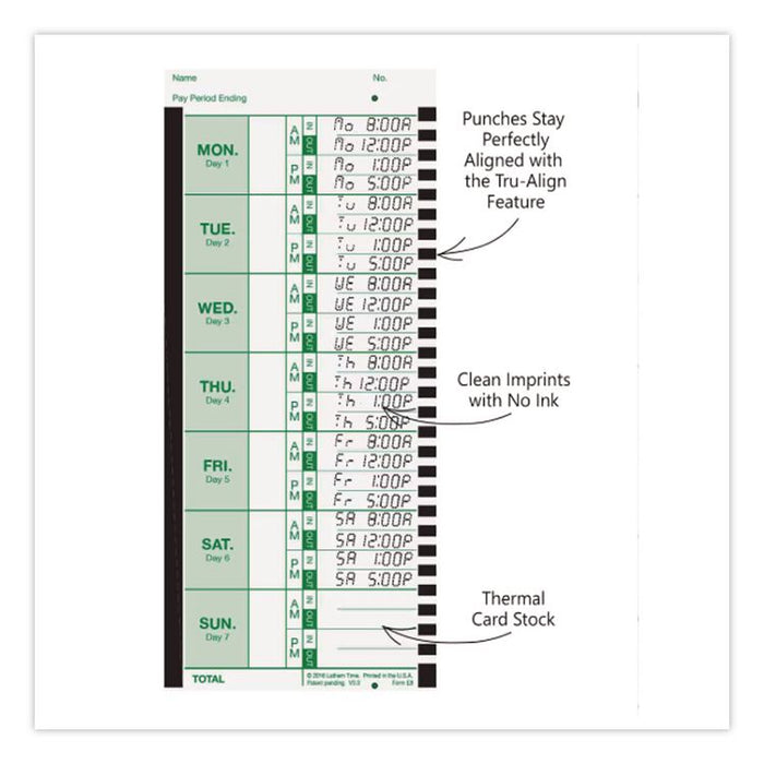 Time Clock Cards for Lathem Time 800P, One Side, 4 x 9, 100/Pack