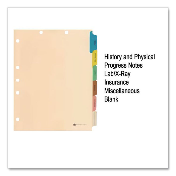 6-Tab Medical Chart Indexes, Side Tab, Assorted Medical, Manila, 65/Box