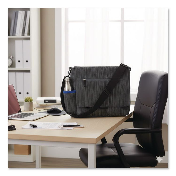 Fabric Casual Messenger Bag, Charcoal/Cobalt
