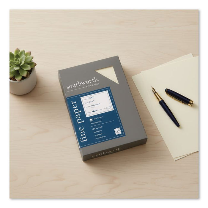 25% Cotton Business Paper, 95 Bright, 24 lb Bond Weight, 8.5 x 11, Ivory, 500 Sheets/Ream